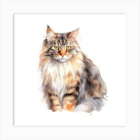 Kurilian Bobtail Cat Portrait Art Print