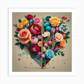 Heart shaped spring flowers 1 Art Print