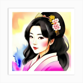 Traditional Clothes Japan Geisha Woman Art Print