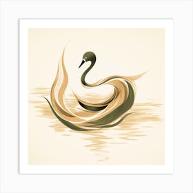 Swan In Water 2 Art Print