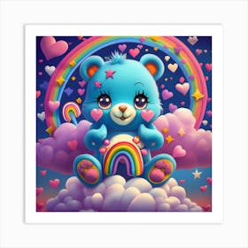 Logoyohygeri Cute Blue Coloured Care Bear With Art Print