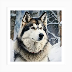 Husky Dog Design In The Snow Watercolor Trending On Artstation Sharp Focus Studio Photo Intrica (1) 1 Art Print