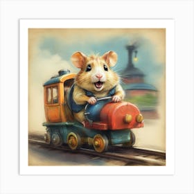 Hamster On A Train 1 Art Print