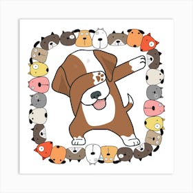 Cute Dog In A Circle Art Print