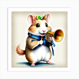 Hamster Playing A Trumpet 6 Art Print