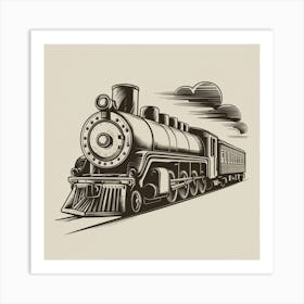 Vintage Steam Locomotive Art Print