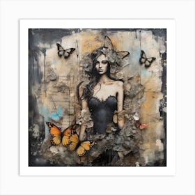 'The Girl With Butterflies' 1 Art Print