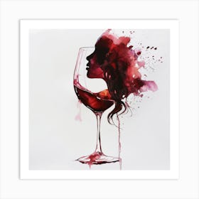 Watercolor Painting Of A Wine Glass Art Print