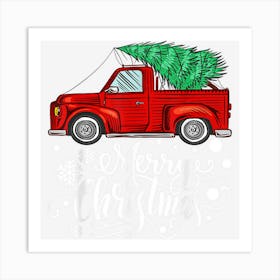 Vintage Red Truck With Merry Christmas Tree Family Matching Art Print