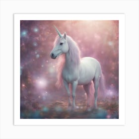 Dreamy Portrait Of A Cute Unicorn In Magical Scenery, Pastel Aesthetic, Surreal Art, Hd, Fantasy, Fa Art Print