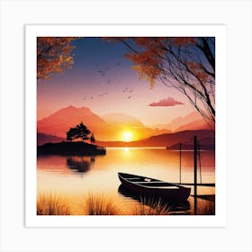 Sunset By The Lake 65 Art Print