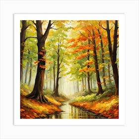 Forest In Autumn In Minimalist Style Square Composition 332 Art Print