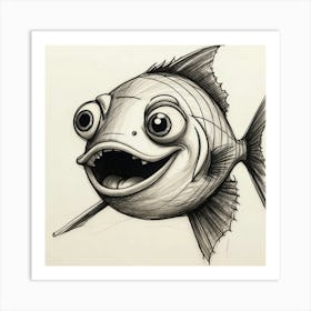 Funny Fish Drawing Art Print