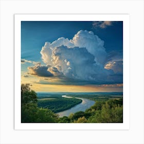 Cumulus Clouds Dominating A Scenic Cloudscape Cascading Into A Deep Azure Sky Edges Of Clouds Dus (4) Art Print