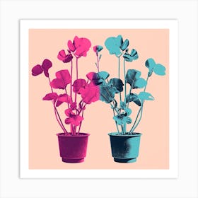 Andy Warhol Style Pop Art Flowers Cyclamen 1 Square Art Print