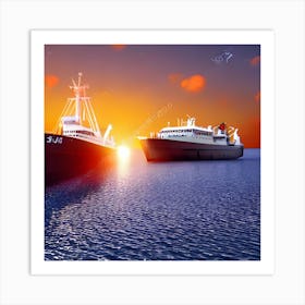 Sunset On The Sea Art Print