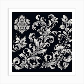 Ornate Floral Pattern 1 Art Print