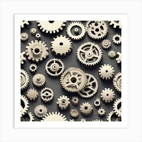 Gears On A Black Background 35 Art Print