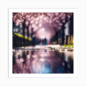 Puddles and Raindrops on Cherry Tree Avenue Art Print