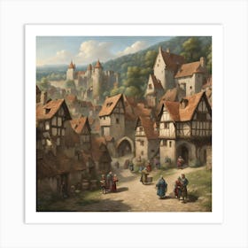 Kingdom Tapestry Towers, Turrets, And The Heartbeat Of Peasant Life Art Print