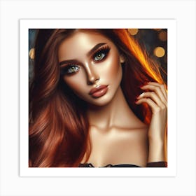 Beautiful Woman With Red Hair Art Print