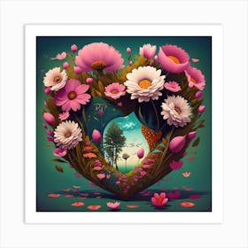 Heart Of Flowers 1 Art Print