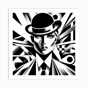 Stylised Female With Bowler Hat Art Print