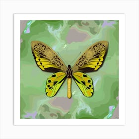 Mechanical Butterfly The Tithonus Birdwing Ornithoptera Tithonus On A Green Background Art Print