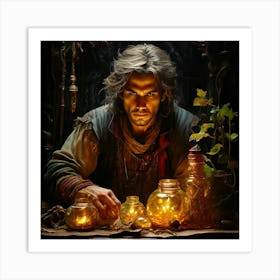 Watercolor Rumpelstiltskin Fantasy Studio Photography Complex Details High Detail Art Print