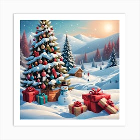 Christmas Tree With Presents 5 Art Print