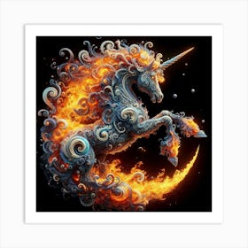 Unicorn On Fire Art Print