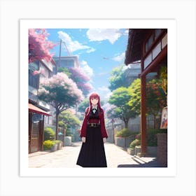 Anime Girl In Kimono Art Print