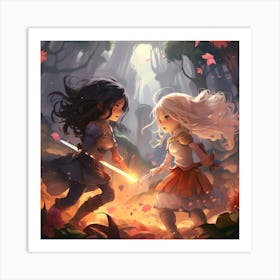 Anime Battle Girls Art Print