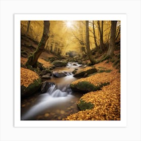 Autumn Forest Stream Art Print