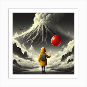 A child watching a Volcanic eruption Art Print