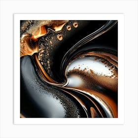 Warm Whirls: Abstract Coffee Art in Rich Browns and Creamy Whites 2 Art Print