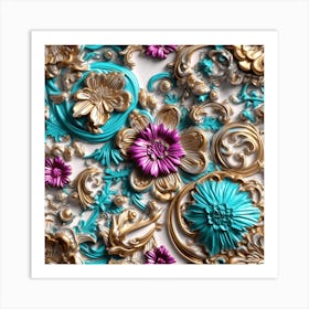 3d Floral Background Art Print