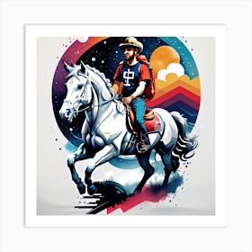 Cowboy On Horseback Art Print