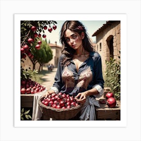 Woman Pomegranate Art Print