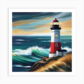 Lighthouse By The Sea Art Print