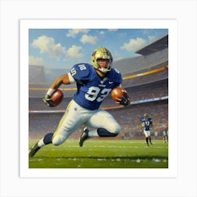 Drive to Victory Football Star Charging Forward Art Print