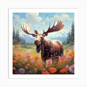 Moose In The Meadow Art Print