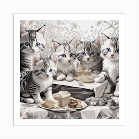 Kittens On A Table Art Print