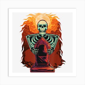 Skeleton Tombstone Halloween Costume Halloween Party Art Print