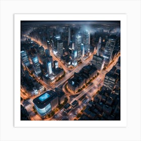 Cityscape At Night 1 Art Print