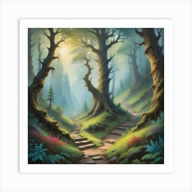 Path In The Woods Paintings Art Print Art Print