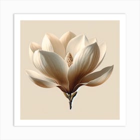Title: "Elegant Ivory Magnolia: A Serene and Classic Artwork for Tranquil Interiors"  Description: Elevate your space with the serene elegance of 'Elegant Ivory Magnolia', a classic piece of art that captures the tranquil beauty of a magnolia in bloom. This exquisite digital illustration portrays the delicate petals of a magnolia flower in soft ivory tones, creating a peaceful and harmonious atmosphere. Perfect for those seeking to add a touch of calm and sophistication to their home or office, this botanical illustration exudes a timeless grace that complements both traditional and modern decor styles. The gentle curves of the magnolia's petals are rendered in lifelike detail, offering a sense of freshness and purity to any environment. Ideal for minimalist spaces or as a subtle yet striking statement piece, 'Elegant Ivory Magnolia' invites viewers to appreciate the simple joys of nature's artistry. Enhance your decor with this versatile artwork that serves as a gentle reminder of the natural world's quiet elegance. Art Print