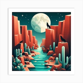 Wolf In The Desert 2 Art Print