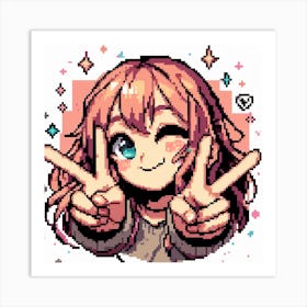 Peace Sign Pixel Art Art Print