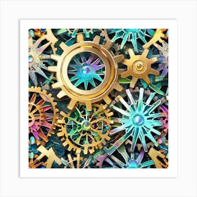 Clockwork Gears Background Art Print